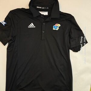Adidas Mens Black Polo with University of Kansas Logo